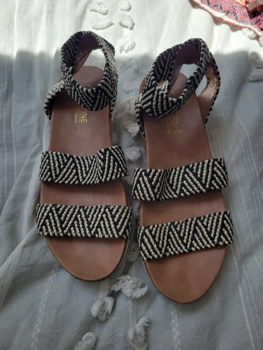 Catherine Malandrino Davina Woven Chevron Cork Platform Sandal Resortwear sz 6.5